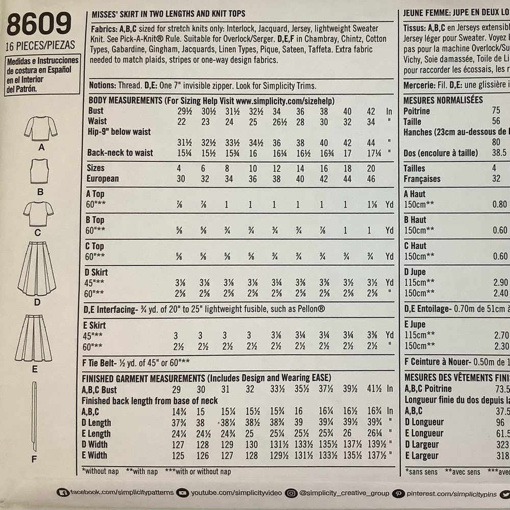 Simplicity 8609 Sewing Pattern - Picture 4 of 5